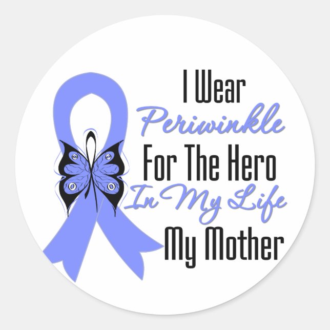 Oesophageal Cancer Ribbon Hero My Mother Classic Round Sticker (Front)