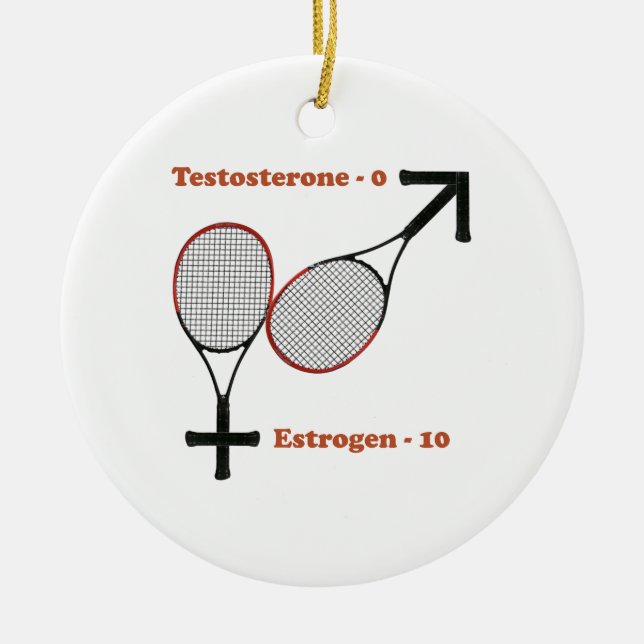 Oestrogen Tennis Ceramic Tree Decoration (Front)