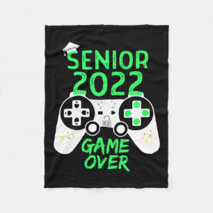 Of 2022 Senior Video Game Over School Gamer Green Fleece Blanket