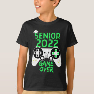Of 2022 Senior Video Game Over School Gamer Green T-Shirt