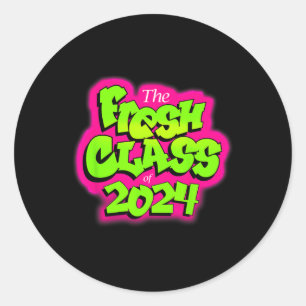 Of 2024 Senior Fresh 90s Retro Tv Style Graduation Classic Round Sticker