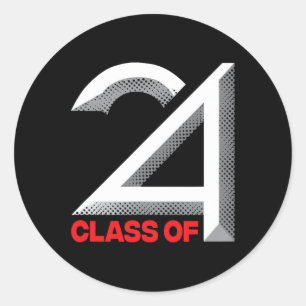 Of 2024 Shirt Graduation Senior High School Colleg Classic Round Sticker