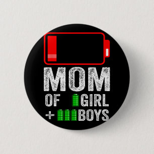 Of 3 Boy 1 Girl Gift From Kid Mothers Day Birthday 6 Cm Round Badge
