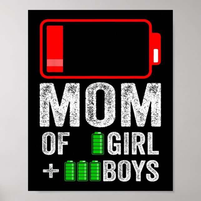Of 3 Boy 1 Girl Gift From Kid Mothers Day Birthday Poster (Front)