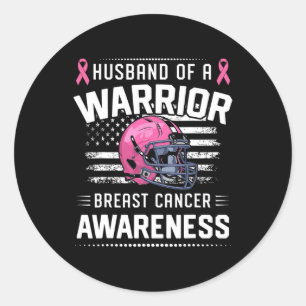 Of A Warrior Breast Cancer Awareness Football Classic Round Sticker