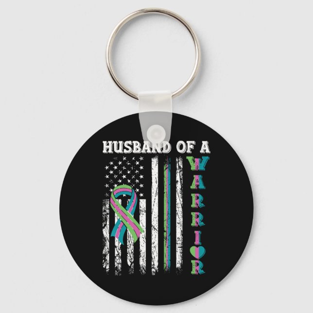 Of A Warrior Metastatic Breast Cancer Usa Flag  Key Ring (Front)