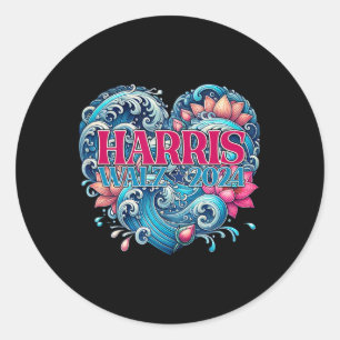 Of Blue Lotus For Kamala Harris 2024 Wheimer 2024  Classic Round Sticker