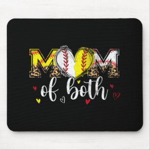 Of Both Baseball Softball Heart Leopard Mothers Da Mouse Pad