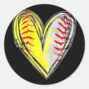 Of Both Baseball Softball Mum Mothers Day Women Classic Round Sticker