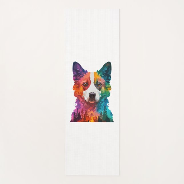of Colourful dog Yoga Mat (Front)
