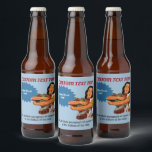 Of Course I Can Beer Bottle Label<br><div class="desc">Woman wearing a ruffled apron holding glass jars of vegetables. Custom background colour. Top and bottom custom text. Customisable and removable burst bubble with custom text.</div>