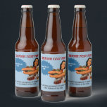 Of Course I Can Beer Bottle Label<br><div class="desc">Woman wearing a ruffled apron holding glass jars of vegetables. Custom background colour. Top and bottom custom text. Customisable and removable burst bubble with custom text.</div>