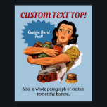 Of Course I Can Poster Revisited<br><div class="desc">Woman wearing a ruffled apron holding glass jars of vegetables. Custom background colour. Top and bottom custom text. Customisable or removable burst bubble with custom text.</div>