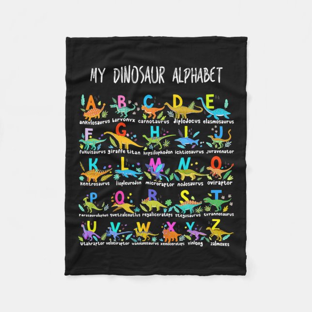 Of Dinosaurs Alphabet Abc Back To School Student K Fleece Blanket (Front)