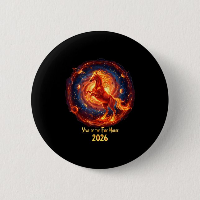 Of Fire Horse Chinese Lunar Celestial 6 Cm Round Badge (Front)