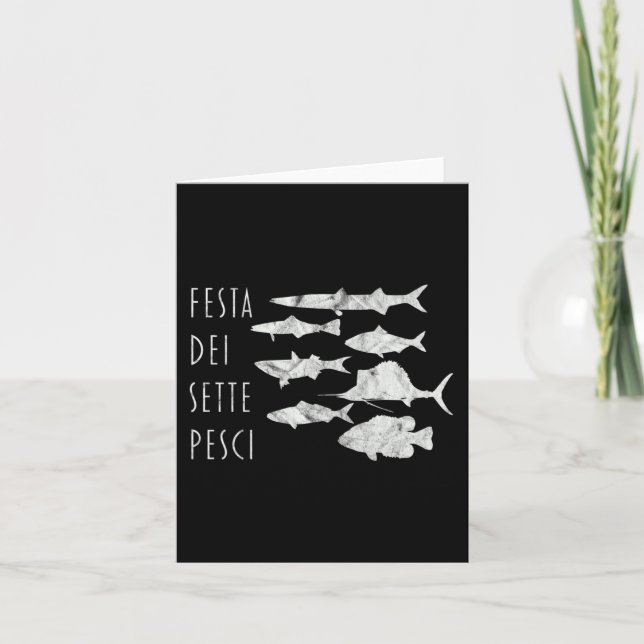 Of Fishes Italy T- Christmas Eve Seven 7 Fish Tee  Card (Front)