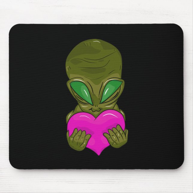 Of Grey Alien With A Heart In Love Sticker  Mouse Pad (Front)