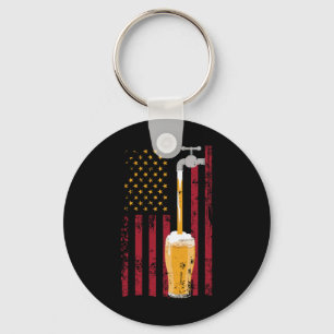 Of July American Flag Beer Brewing Key Ring