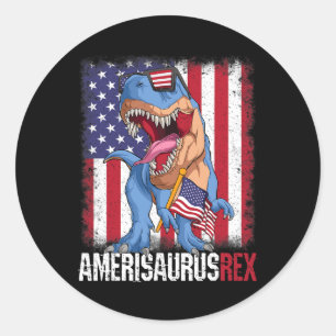 Of July American Flag Usa Dino Amerisaurus Rex Boy Classic Round Sticker