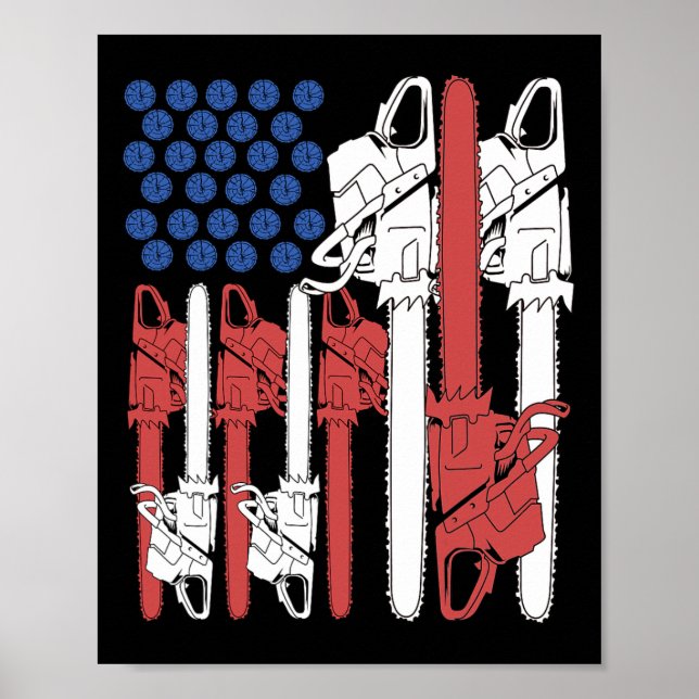 Of July Arborist Shirt Men Tree Climber Dad Chains Poster (Front)