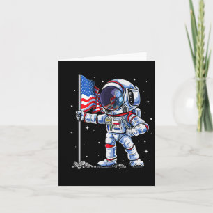 Of July Astronaut Usa American Flag Funny Patrioti Card