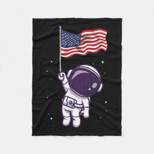 Of July Astronaut Usa American Flag Funny Patrioti Fleece Blanket