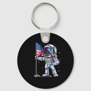 Of July Astronaut Usa American Flag Funny Patrioti Key Ring