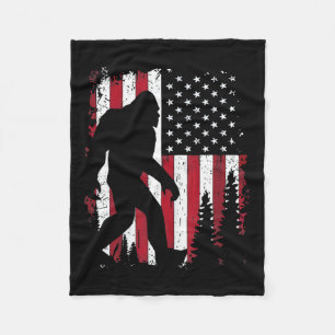 Of July Bigfoot Sasquatch American Flag Patriotic Fleece Blanket