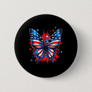 Of July Butterfly Usa Flag Cute American Women Gir 6 Cm Round Badge