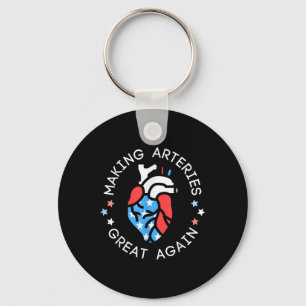 Of July Cardiac Nurse Making Arteries Great Again Key Ring