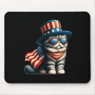 Of July Cat American Flag Cat Lover Meowica Indepe Mouse Pad