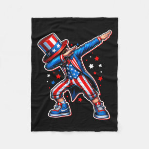 Of July Cool Dabbing Boy American Flag Patriotic Fleece Blanket