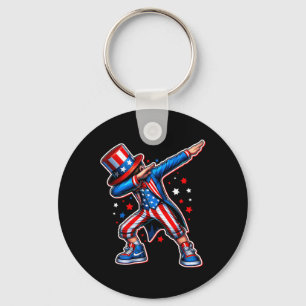 Of July Cool Dabbing Boy American Flag Patriotic  Key Ring