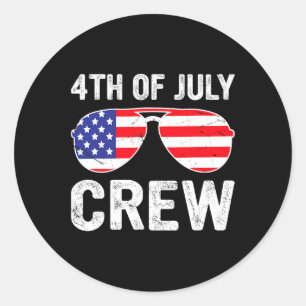 Of July Crew Matching Funny Family Outfits  Classic Round Sticker