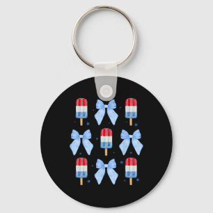 Of July Cute Popsicle Bows Patriotic Women Kids 1 Key Ring