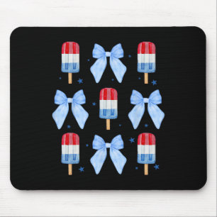 Of July Cute Popsicle Bows Patriotic Women Kids 1  Mouse Pad
