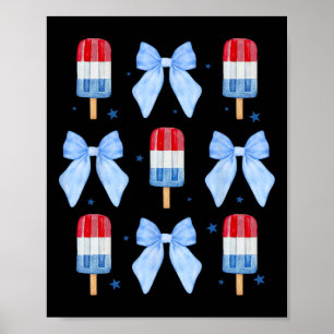 Of July Cute Popsicle Bows Patriotic Women Kids 1  Poster