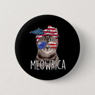 Of July Day Of Independence Meowrica meowrica Cat 6 Cm Round Badge