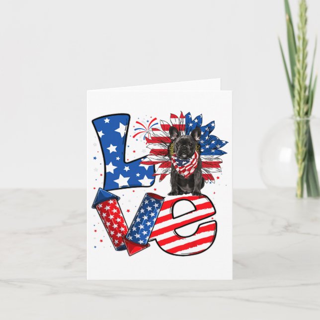 Of July Decor Patriotic Love French Bulldog Dog Us Card (Front)