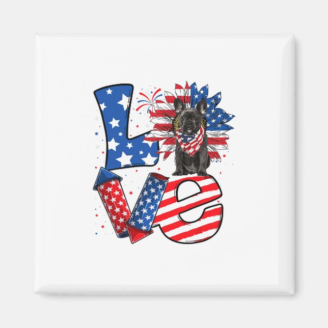 Of July Decor Patriotic Love French Bulldog Dog Us Magnet (Front)
