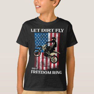 Of July Dirt Bike Motocross America Biker Men Wome T-Shirt