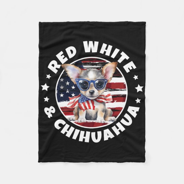 Of July Dog Funny Patriotic Red  Fleece Blanket (Front)
