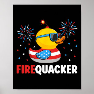 Of July Duck Firequacker Patriotic Fourth Of July Poster