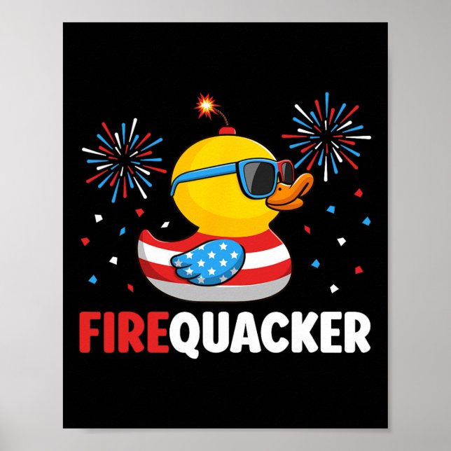 Of July Duck Firequacker Patriotic Fourth Of July  Poster (Front)