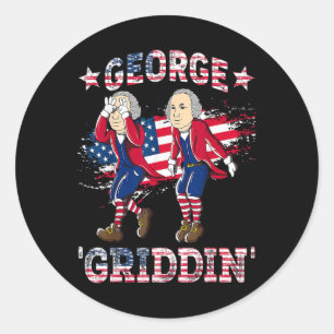 Of July George Washington Griddy George Griddin 3  Classic Round Sticker