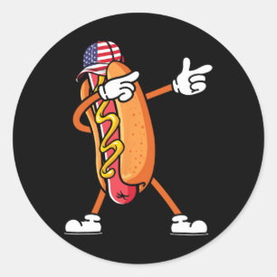 Of July Hotdog Sungles America Flag Independence D Classic Round Sticker