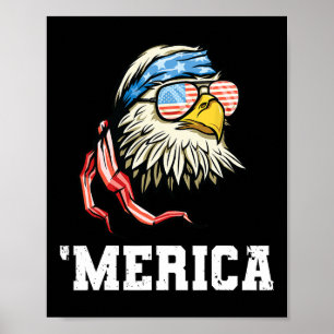 Of July Merica Usa Flag Bald Eagle Patriotic Veter Poster
