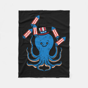 Of July Octopus Independence Day America Women Kid Fleece Blanket