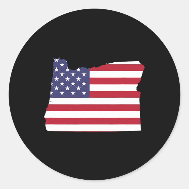 Of July Oregon State American Flag Party  Classic Round Sticker (Front)