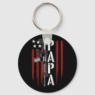 Of July Papa Dad Daddy Ar-15 Gun Patriotic Fathers Key Ring